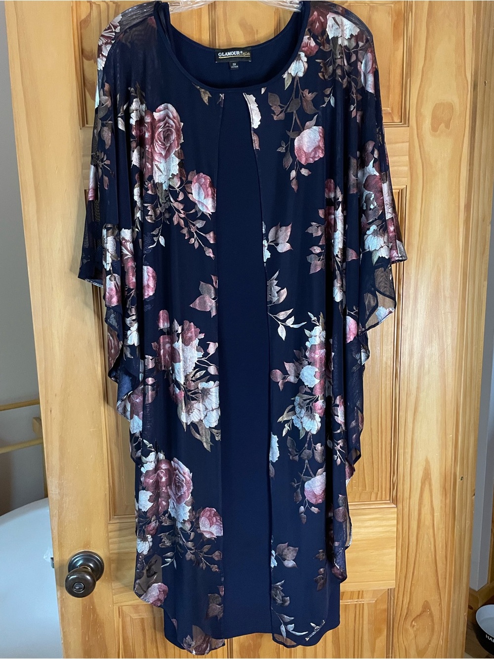 Vintage Glamour Nights Blue Dress with Shimmery Overlay